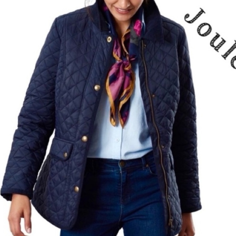 joules barn jacket Newdale Quilted Hunter Coat puffer corduroy collar zipper - Picture 7 of 8